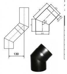 D150 - Coude 45° court - acier noir